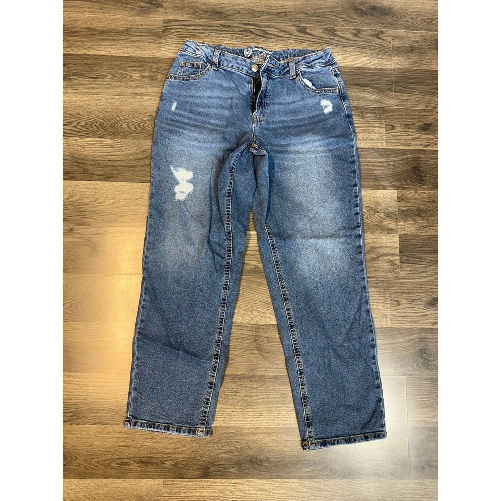 Wonder Nation Slouchy Straight Leg Distressed Jeans Medium Wash Size 18
